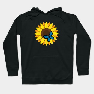 Sunflower and Blue Butterfly Hoodie